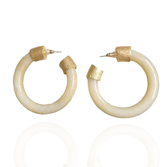 House of Royal Loisa chunky gold hoop earrings with marble design product image