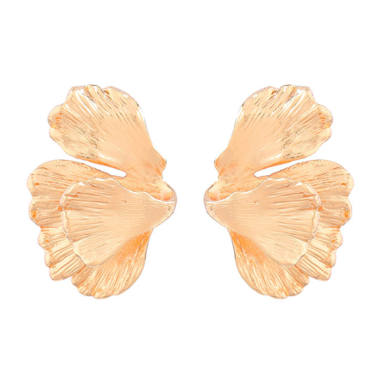 House of Royal Dena flower petal design gold earrings on plain background