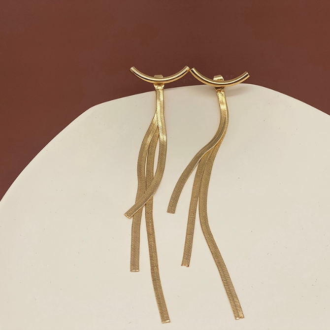 House of Royal ella abstract design gold earrings on plate background