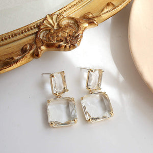 House of Royal Zina Diamonté crystal earrings in gold setting for women product image with mirror