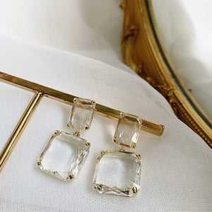 House of Royal Zina Diamonté crystal earrings in gold setting for women product image on jewelry stand